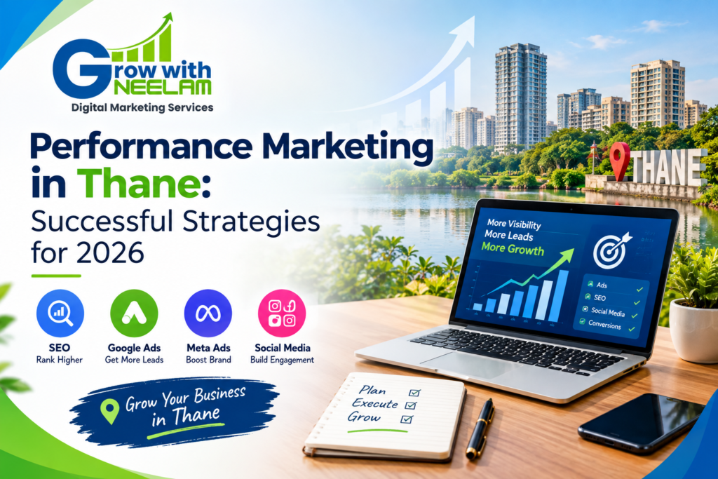 Performance marketing in Thane strategy dashboard showing leads and ad results